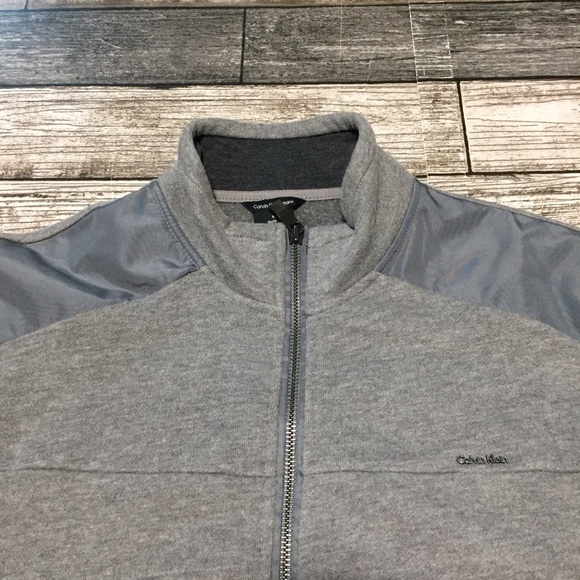 Calvin Klein Sweatshirt Jacket Men’s M Gray Full Zip Pockets Fleece Casual - Picture 6 of 8